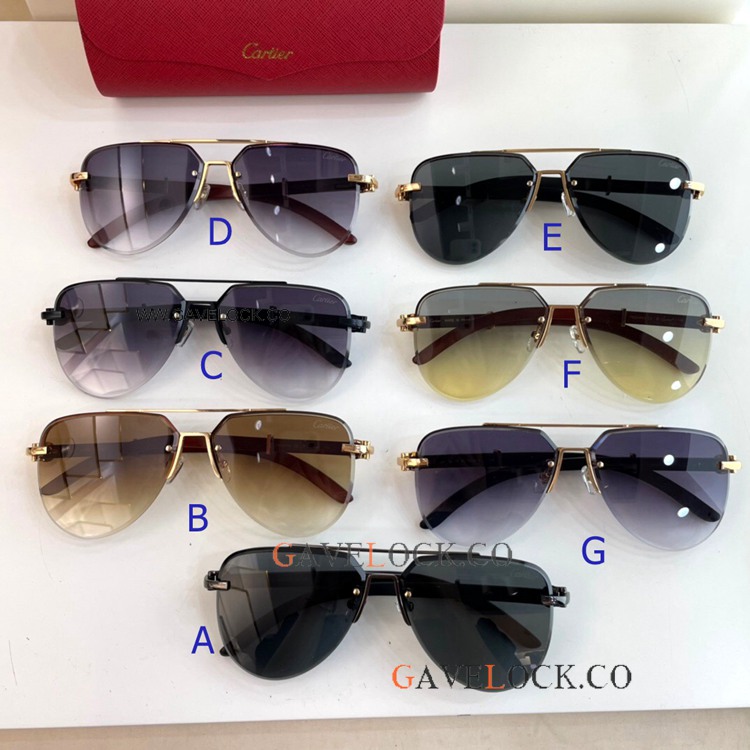 Premiere Cartier T8200765 Aviator Sunglasses Wooden leg